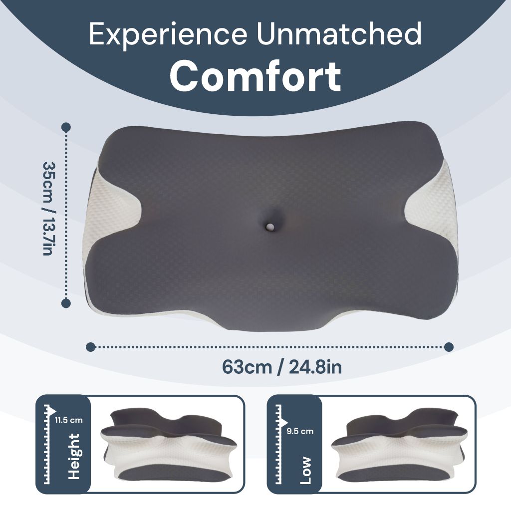 Halo® Cervical Pillow – Orthopaedic Contour Shaped Memory Foam | Ice Silk Cover