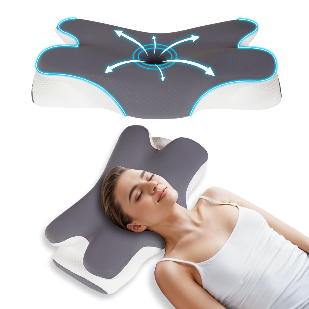 Halo® Cervical Pillow – Orthopaedic Contour Shaped Memory Foam | Ice Silk Cover