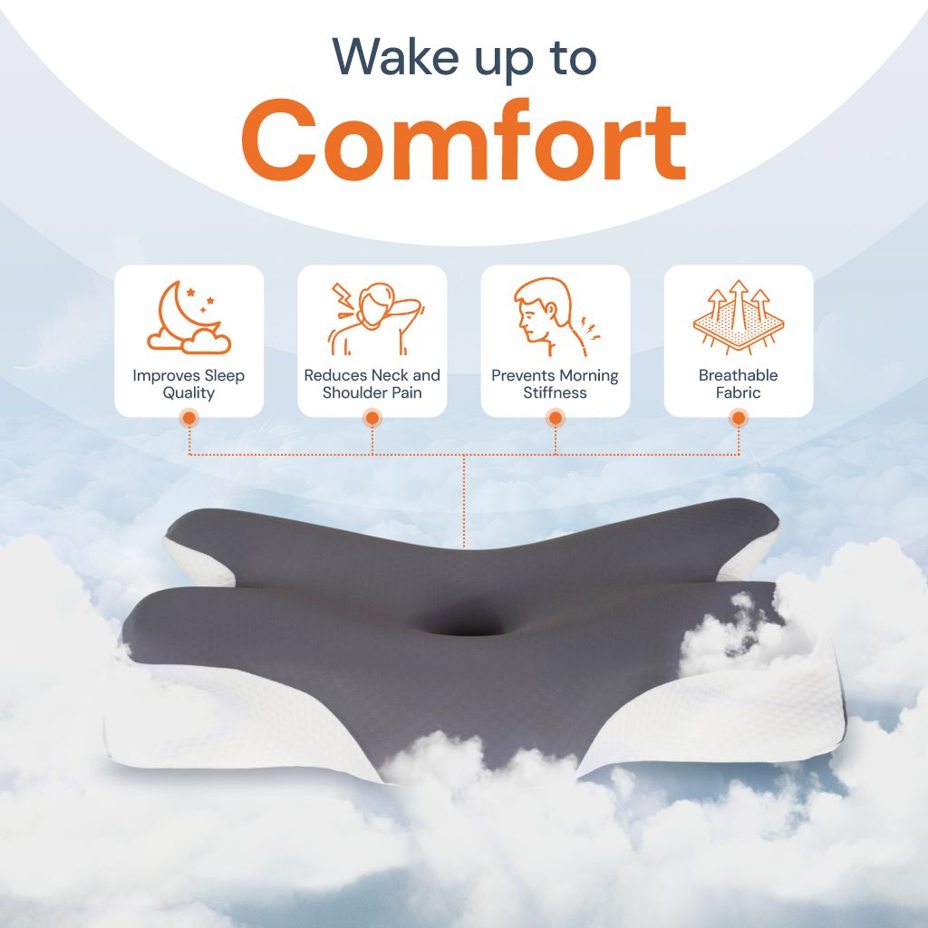 Halo® Cervical Pillow – Orthopaedic Contour Shaped Memory Foam | Ice Silk Cover