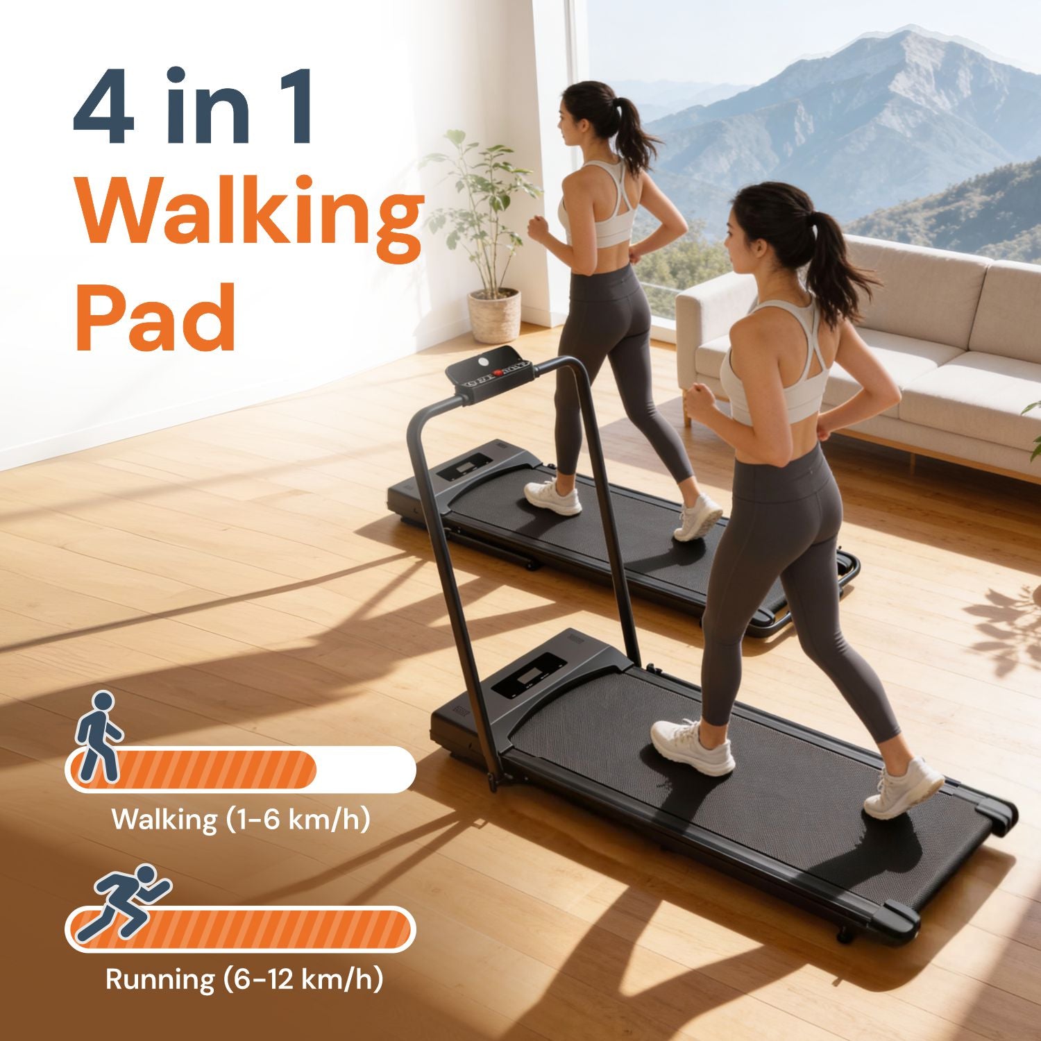 4 in 1 Walking Pad | With Foldable Handrails