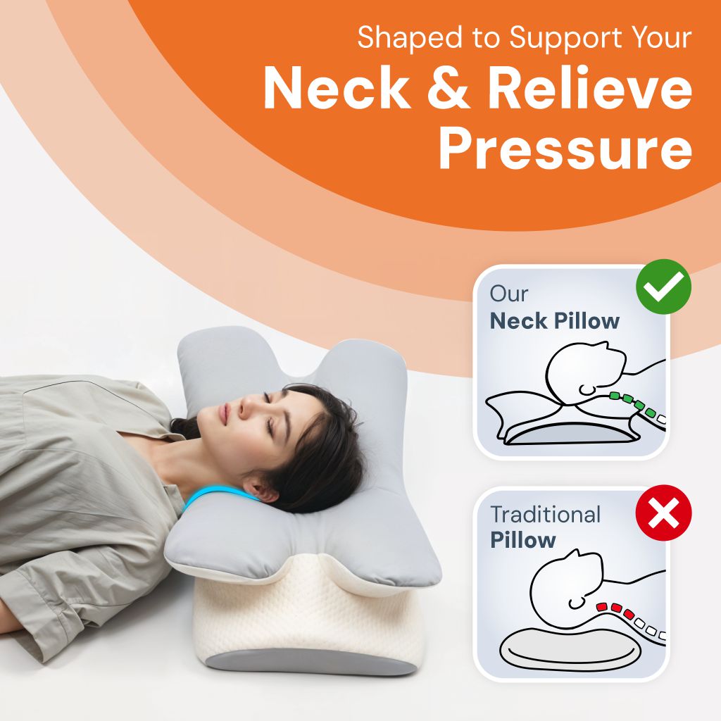 Halo® Cervical Pillow – Orthopaedic Contour Shaped Memory Foam | Ice Silk Cover