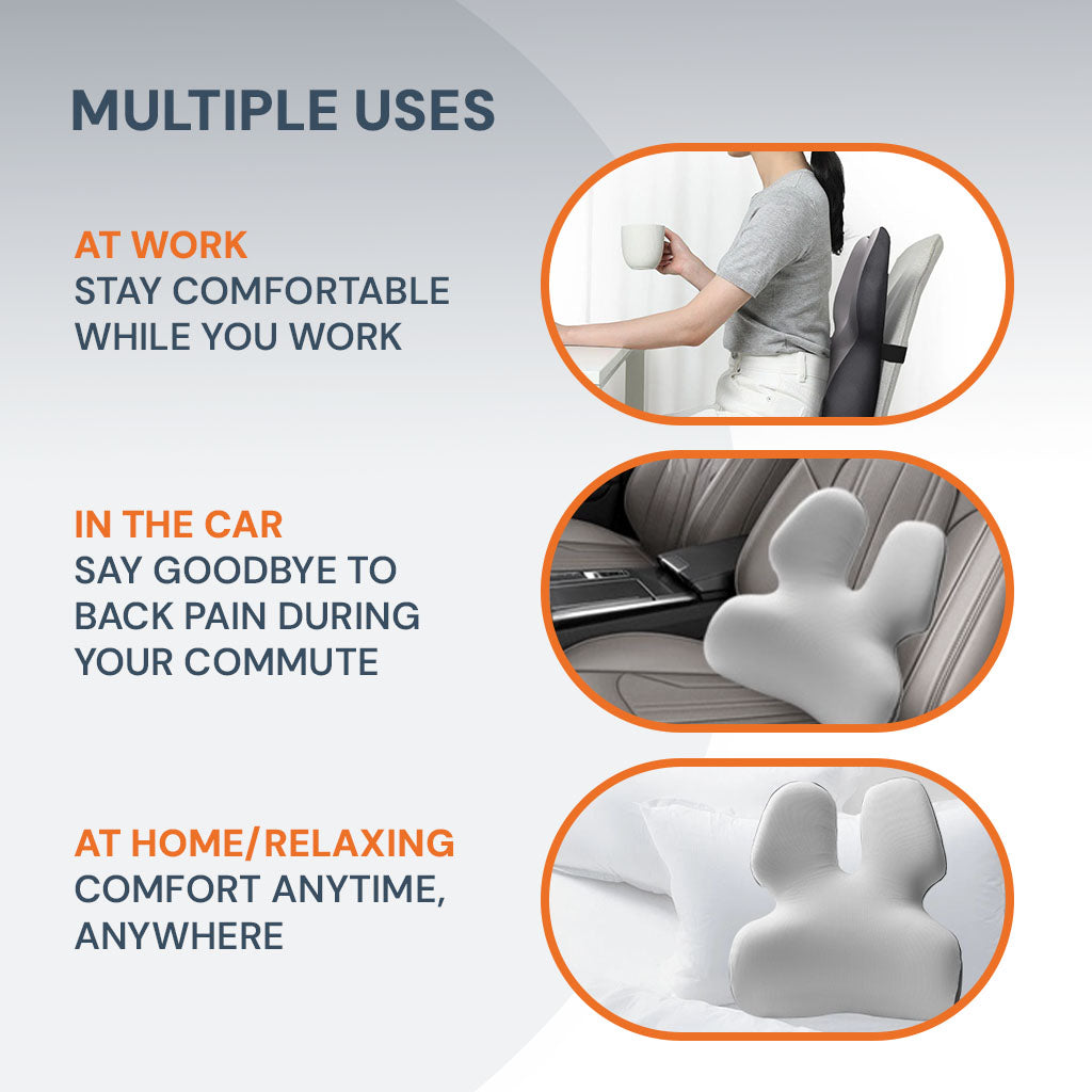 Memory Foam Back Lumbar Support Chair Cushion - for Posture, Pain Relief & Comfort