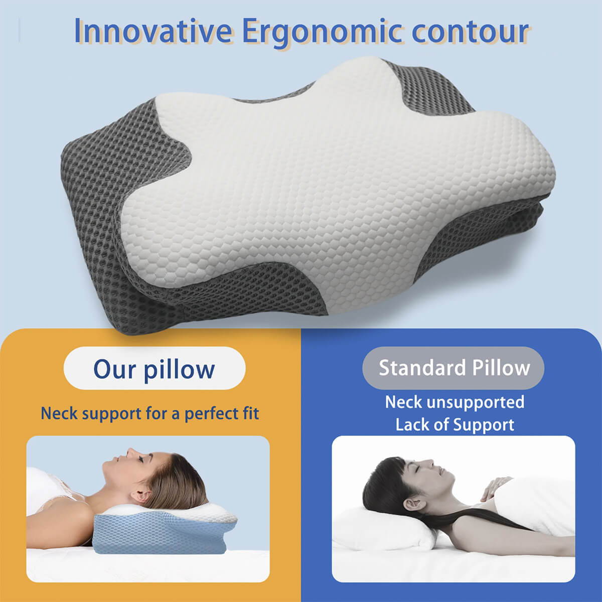 Breeze® Cervical Pillow - Orthopaedic Contour Shaped Memory Foam | Cooling