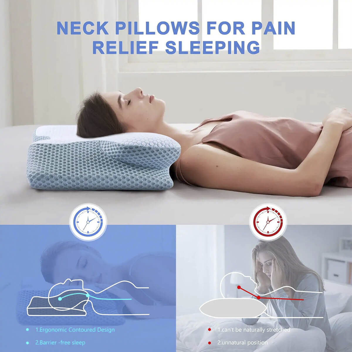 Breeze® Cervical Pillow - Orthopaedic Contour Shaped Memory Foam | Cooling