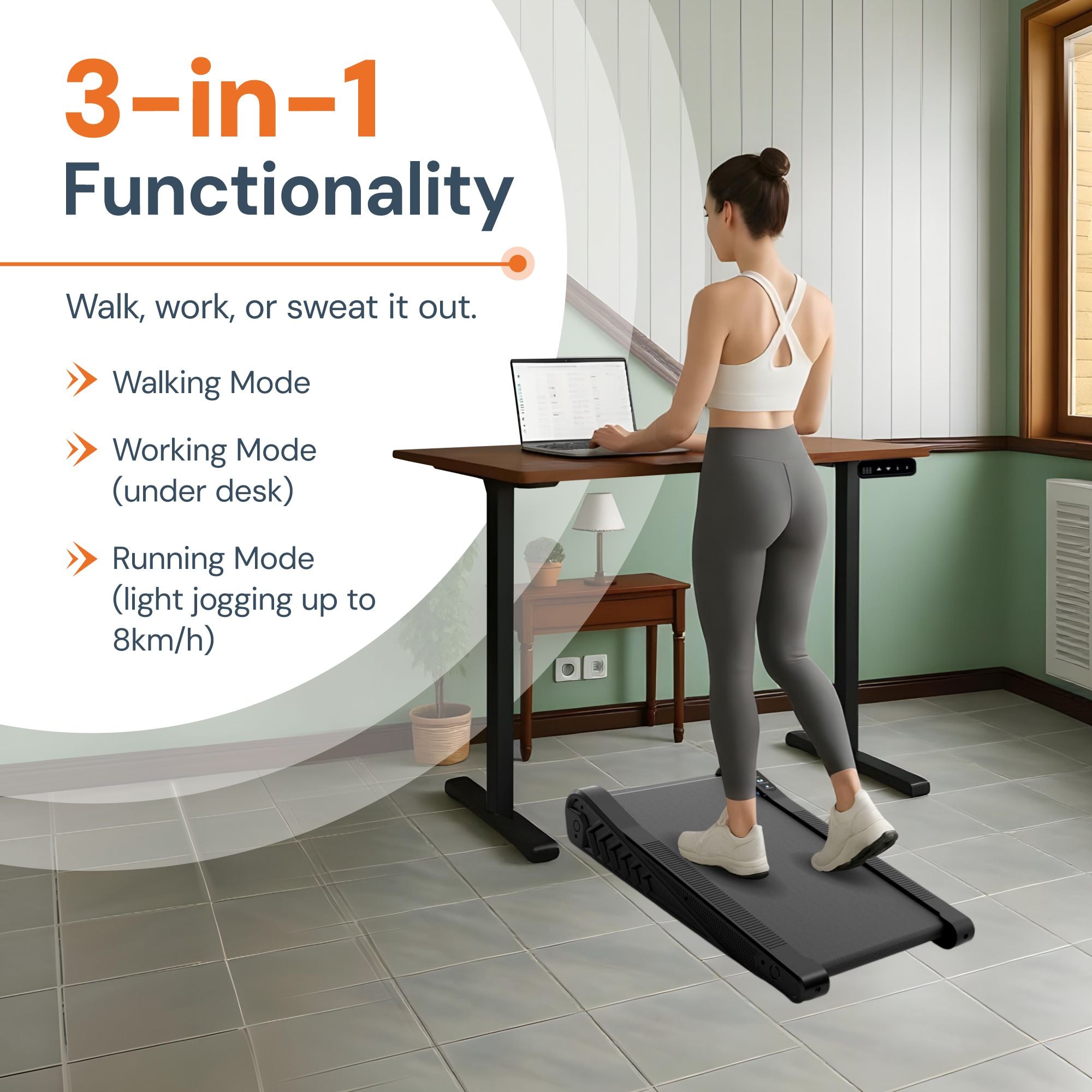 Mini Walking Pad with Incline - Compact Under Desk Treadmill for Home & Office