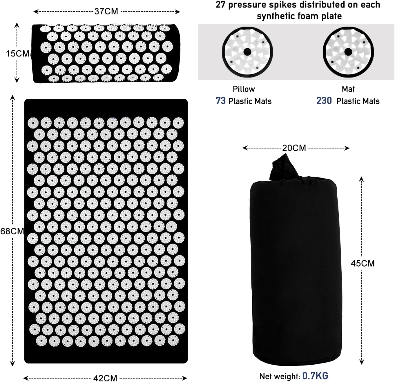 Acupressure Mat & Pillow Set