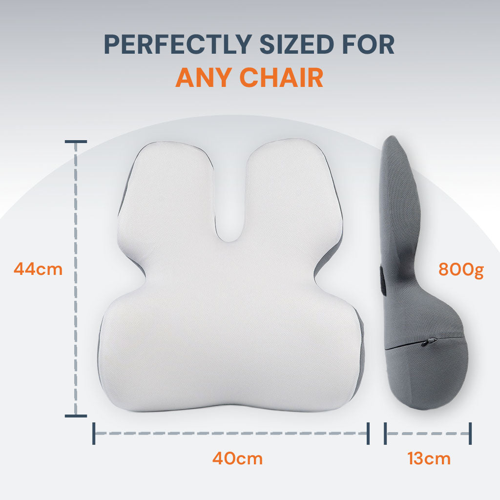 Memory Foam Back Lumbar Support Chair Cushion  -  for Posture, Pain Relief & Comfort