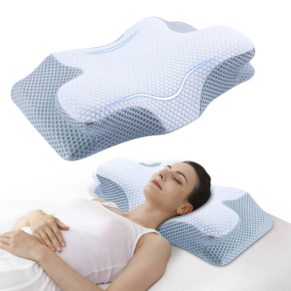 Breeze® Cervical Pillow - Orthopaedic Contour Shaped Memory Foam | Cooling