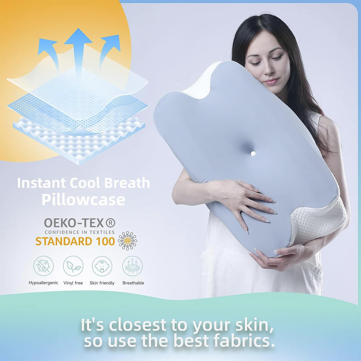 Wave® Cervical Pillow - Orthopaedic Contour Shaped Memory Foam | Ice Silk
