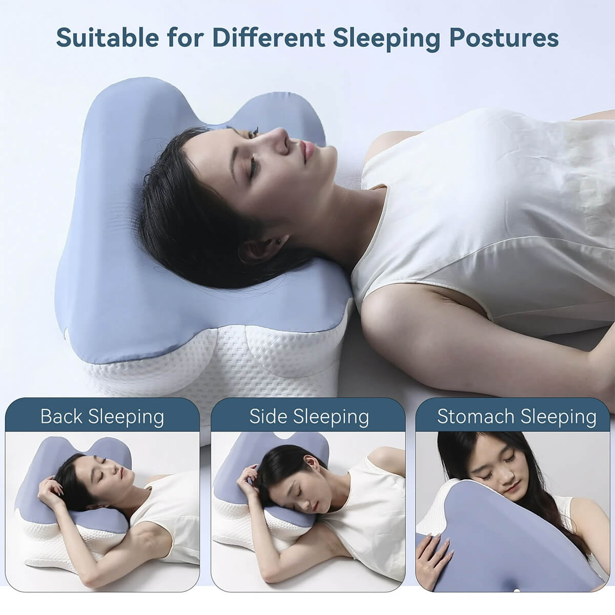 Wave® Cervical Pillow - Orthopaedic Contour Shaped Memory Foam | Ice Silk
