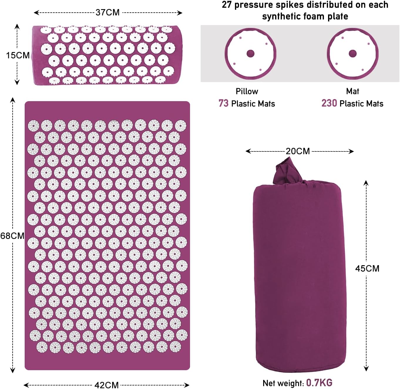 Acupressure Mat & Pillow Set